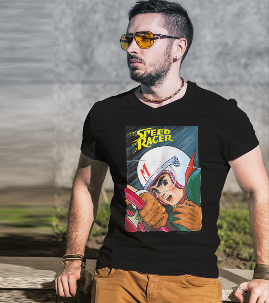 Speed Racer Close Up Helmet And Steering Wheel Action T-Shirt