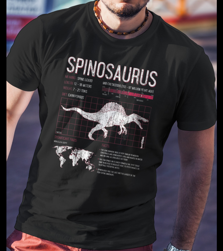 Spinosaurus Dinosaur Meaning Length Weight Diet Facts Mid Cretaceous Period T-Shirt