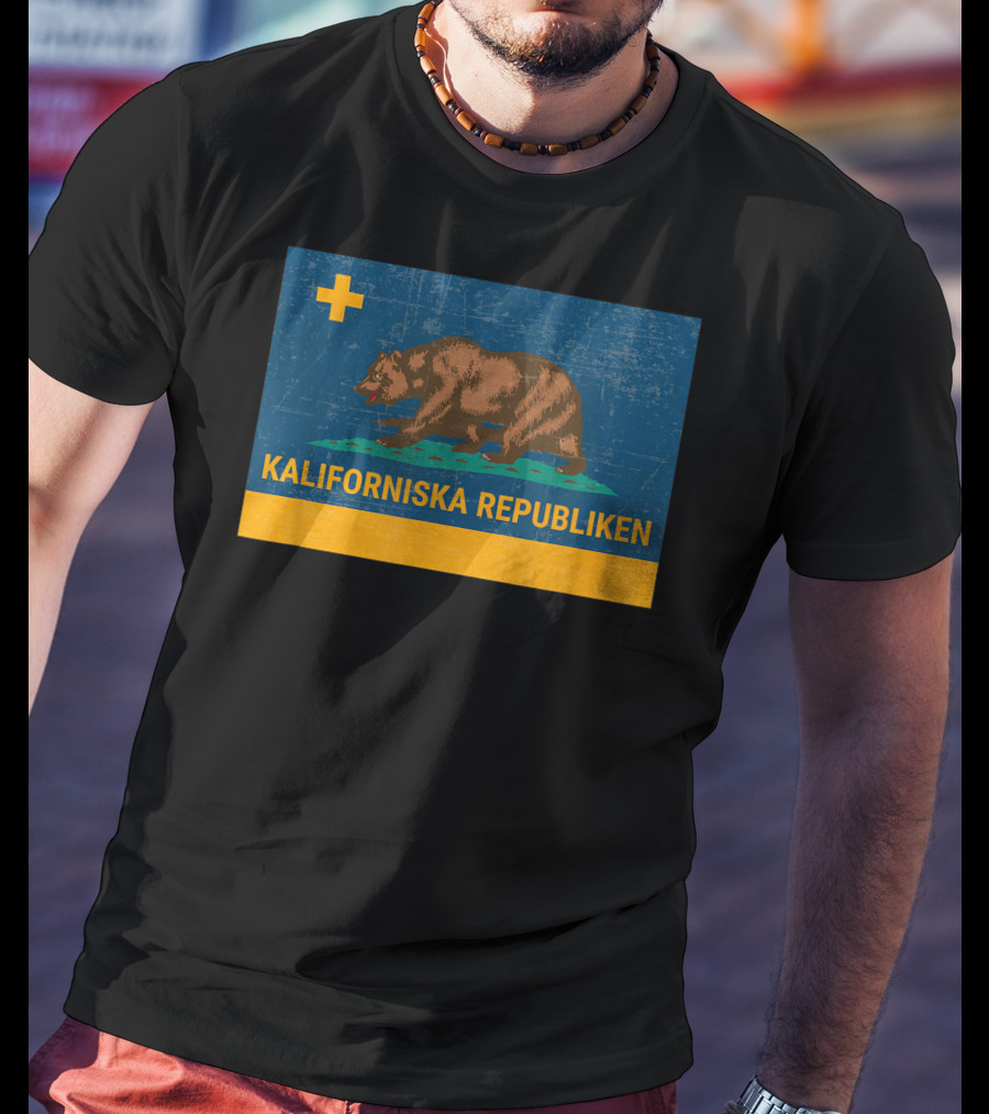 Kaliforniska Republiken Swedish California State Flag Vintage Sweden T-Shirt