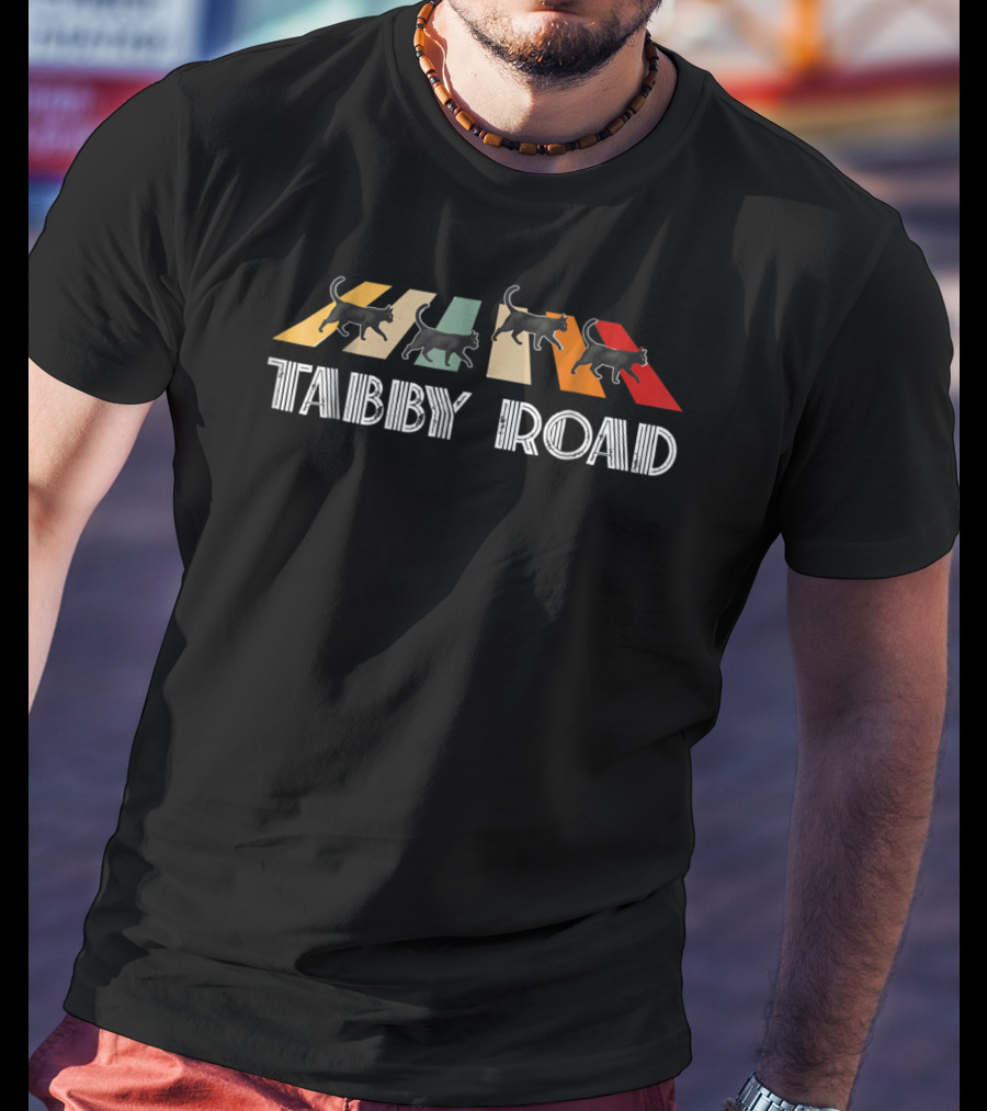 Tabby Road Cats Cool Abbey Cat Iconic Crosswalk T-Shirt