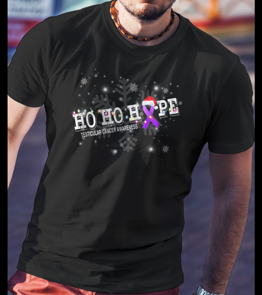 HO HO HOPE Testicular Cancer Christmas Awareness T-Shirt