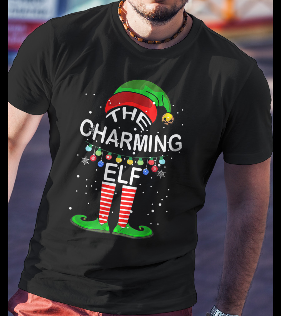 The Charming Elf With Festive Hat And Striped Shoes T-Shirt