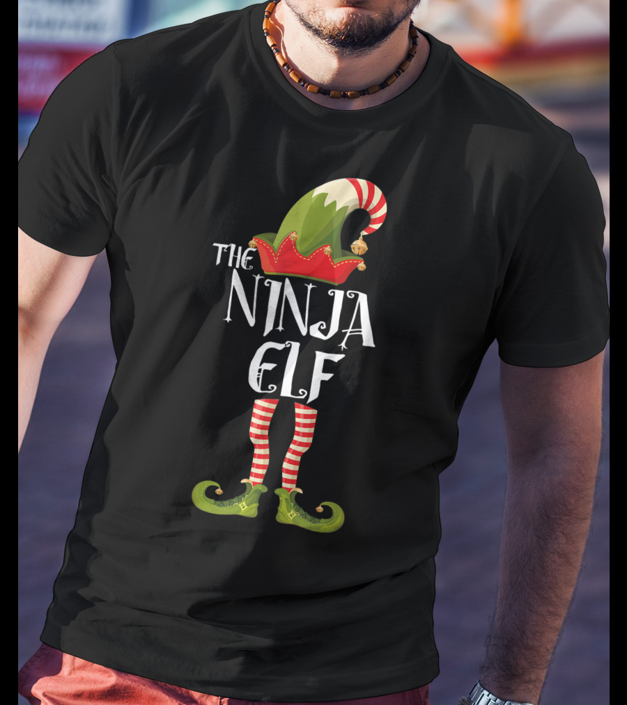The Ninja Elf Striped Hat And Shoes T-Shirt