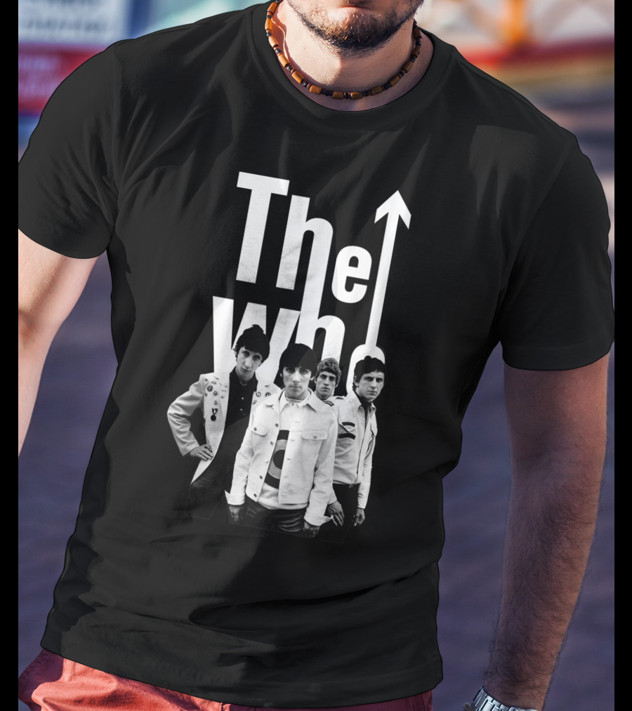 The Who 60's Black And White Band Photo With Iconic Arrow T-Shirt