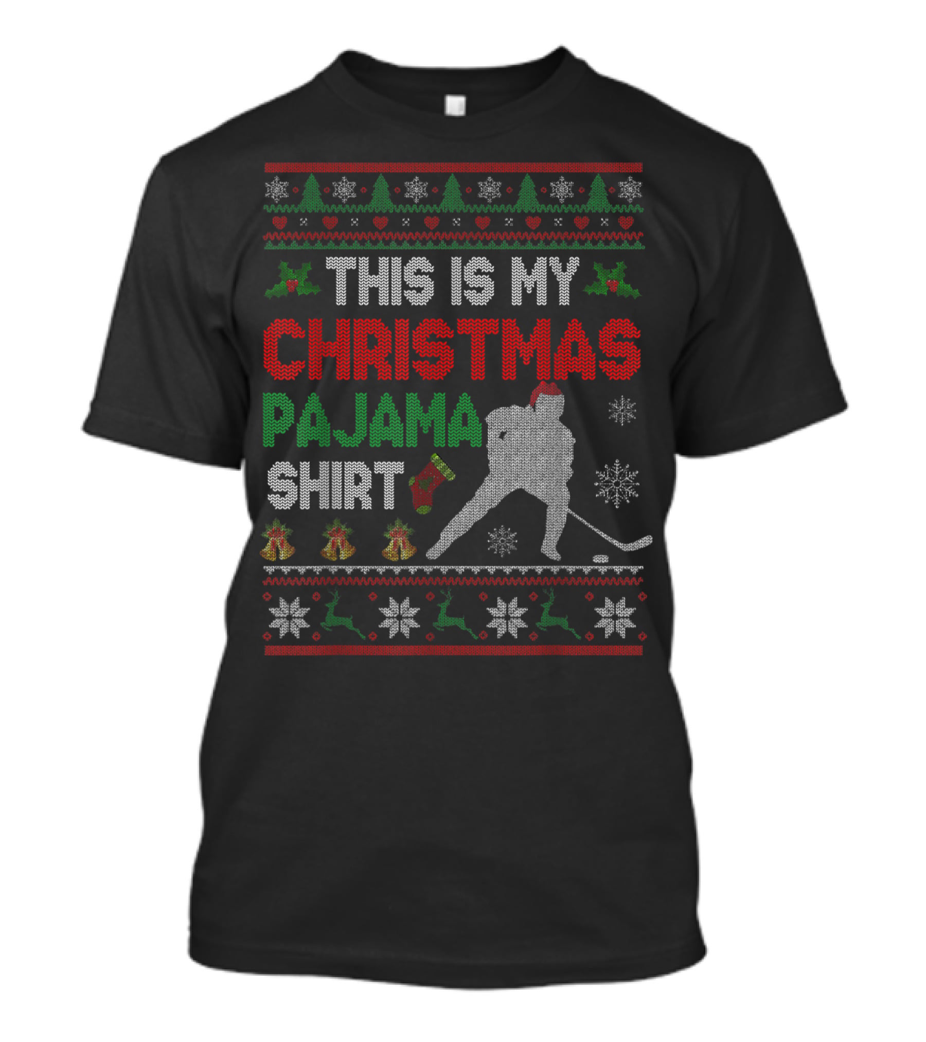 This Is My Christmas Pajama Shirt Hockey Ugly T-Shirt