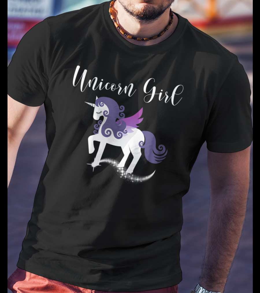 Unicorn Girl Purple Winged Pegasus Fairy Tale T-Shirt