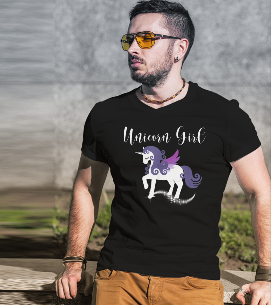 Unicorn Girl Purple Winged Pegasus Fairy Tale T-Shirt