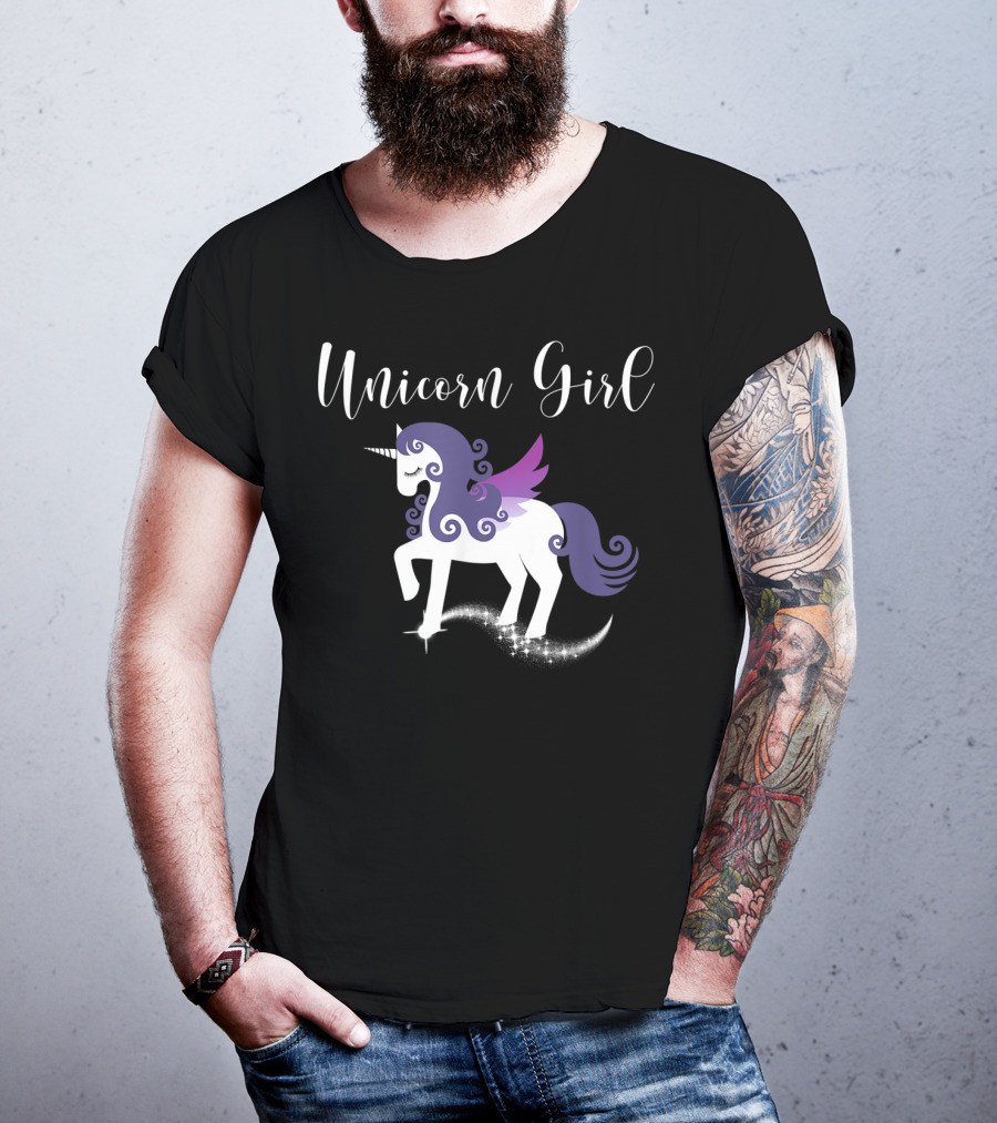 Unicorn Girl Purple Winged Pegasus Fairy Tale T-Shirt