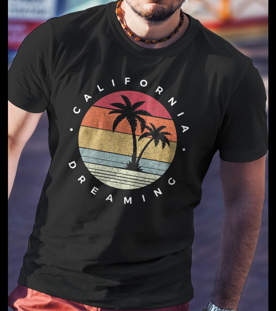 California Dreaming Retro Palm Trees Fun Family Vacation T-Shirt