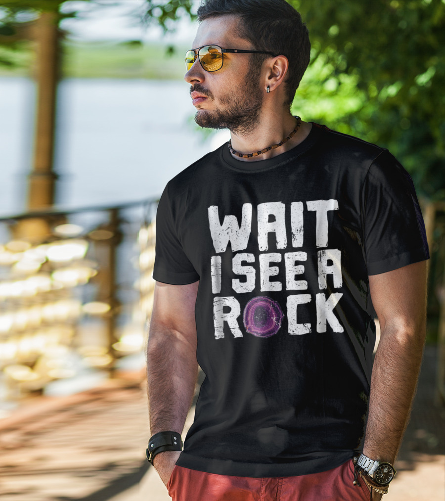 Wait I See A Rock Funny Geologist Rock Hounding Geode T-Shirt