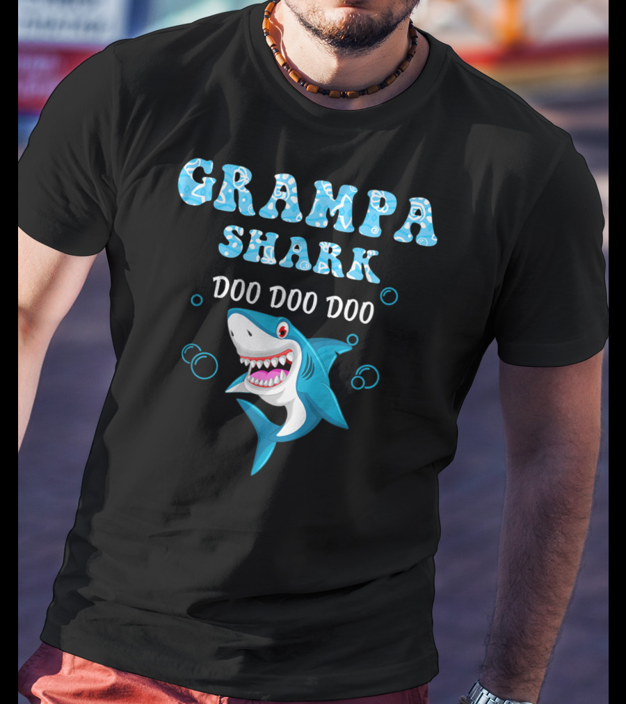 Grampa Shark Doo Doo Doo Playful Cartoon Shark T-Shirt