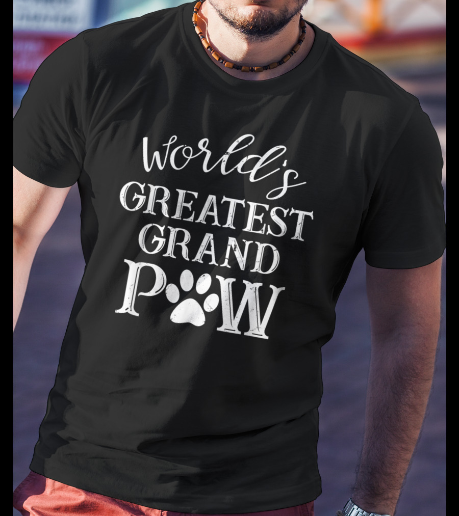 World's Greatest Grandpaw Paw Print Dog Humor T-Shirt