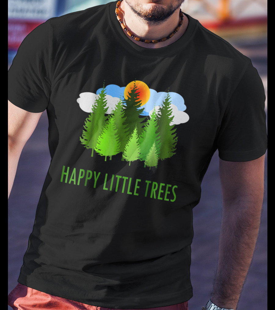 Happy Little Trees Bob Style Forest Sun And Clouds T-Shirt