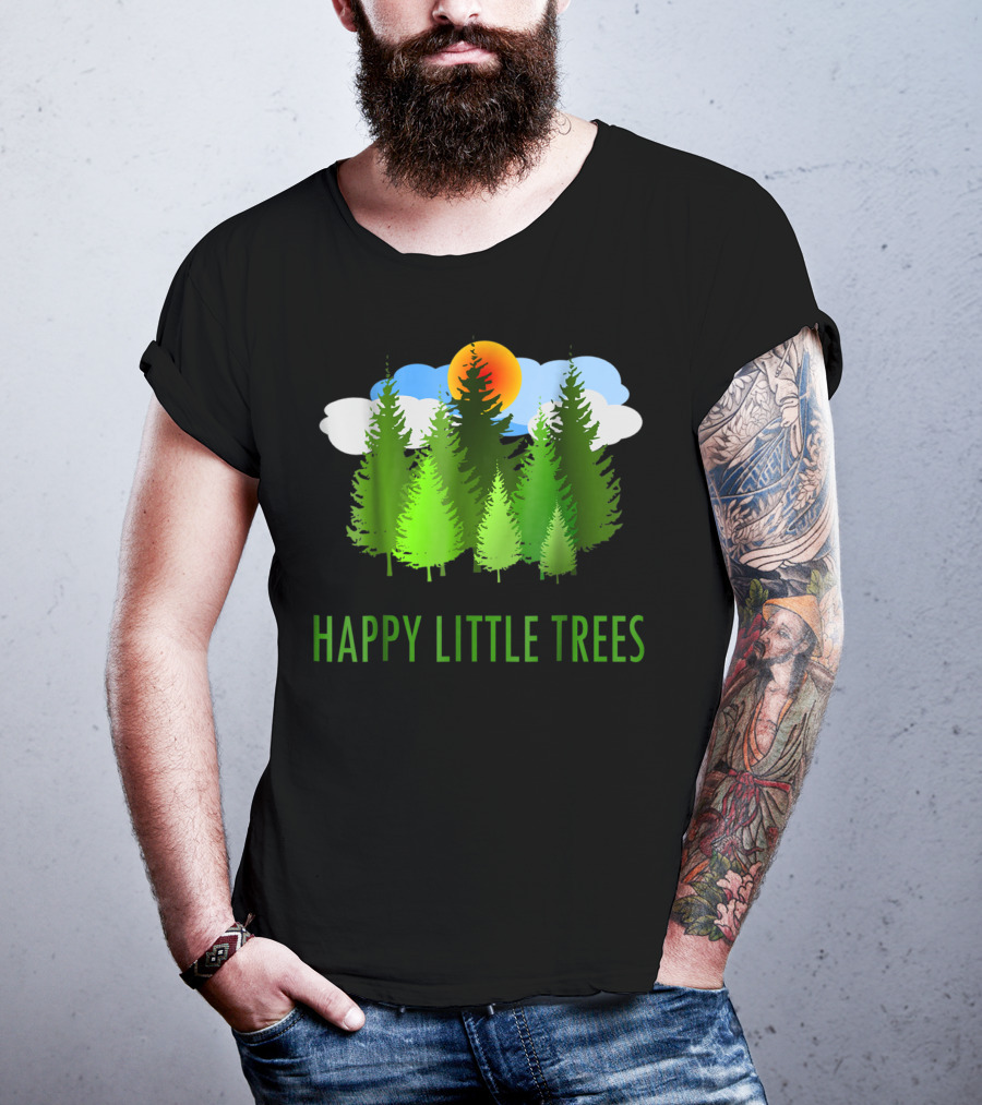 Happy Little Trees Bob Style Forest Sun And Clouds T-Shirt