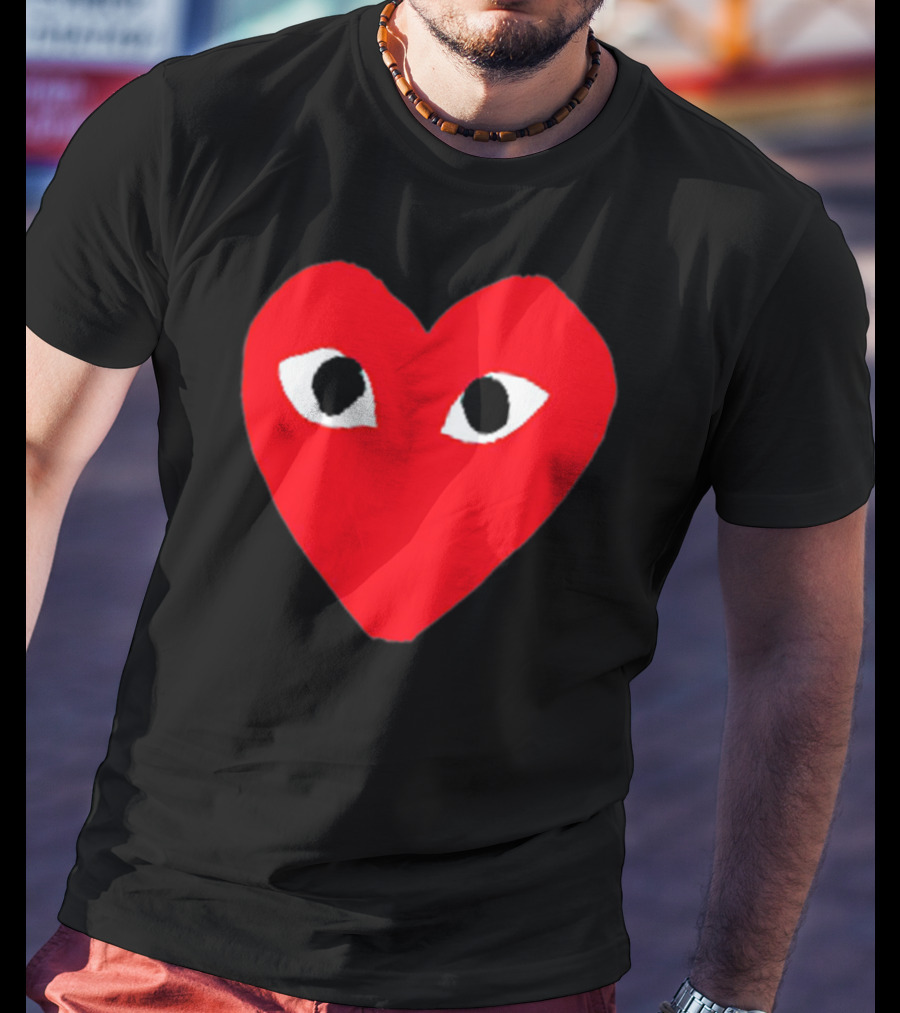 Heart For Comme Lovely In The Des - Comme Des Garçons Inspired Red Heart With Eyes T-Shirt