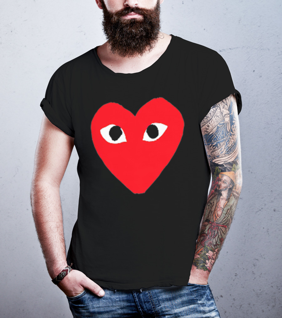 Heart For Comme Lovely In The Des - Comme Des Garçons Inspired Red Heart With Eyes T-Shirt