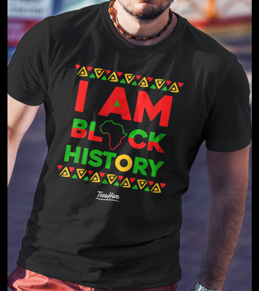 I Am Black History African American Black Pride Africa Map TeesHive T-Shirt