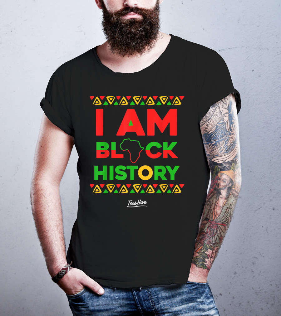 I Am Black History African American Black Pride Africa Map TeesHive T-Shirt