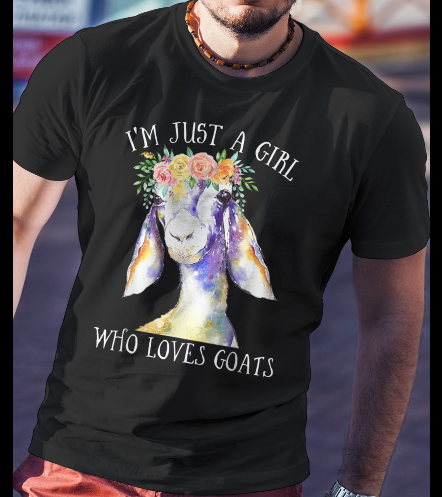 I'm Just A Girl Who Loves Goats Floral Paint Flower Crown T-Shirt