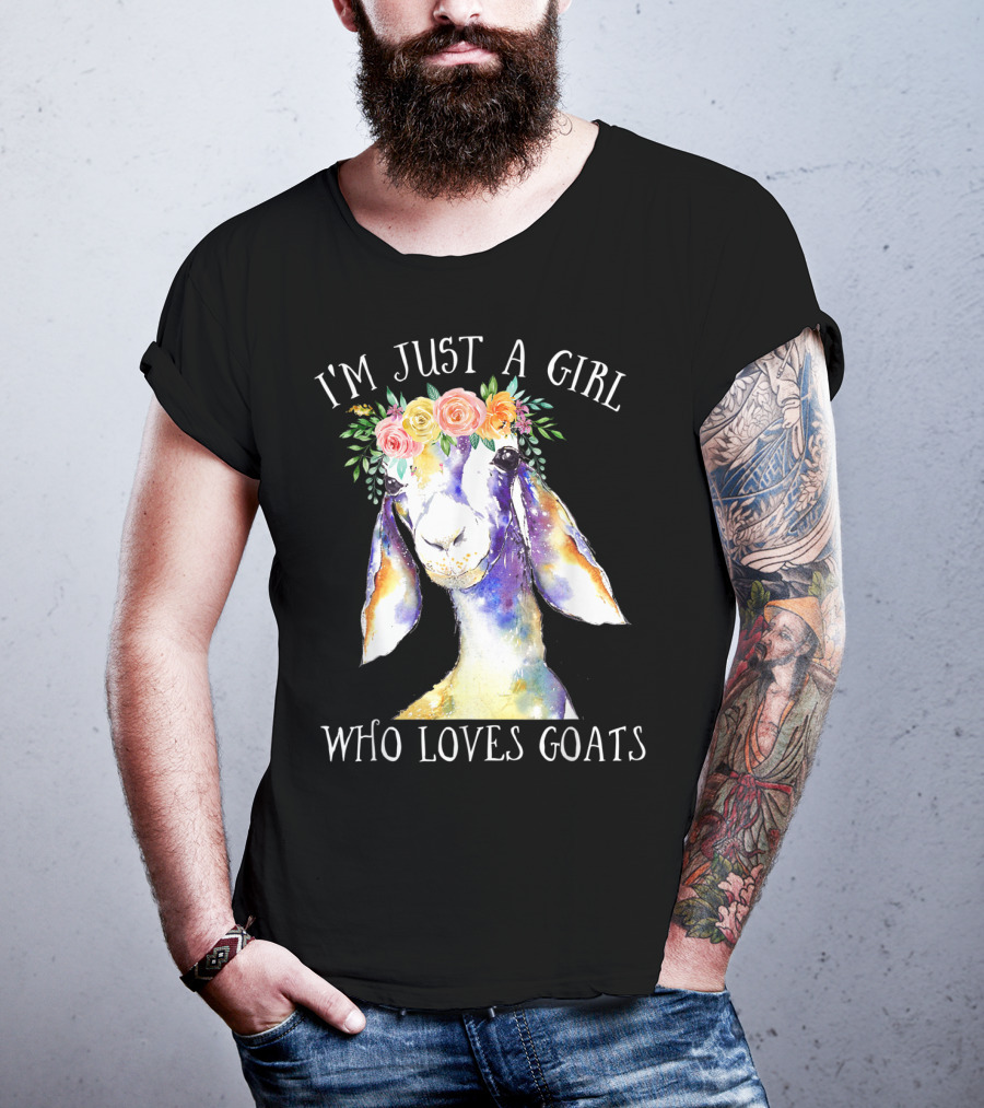 I'm Just A Girl Who Loves Goats Floral Paint Flower Crown T-Shirt