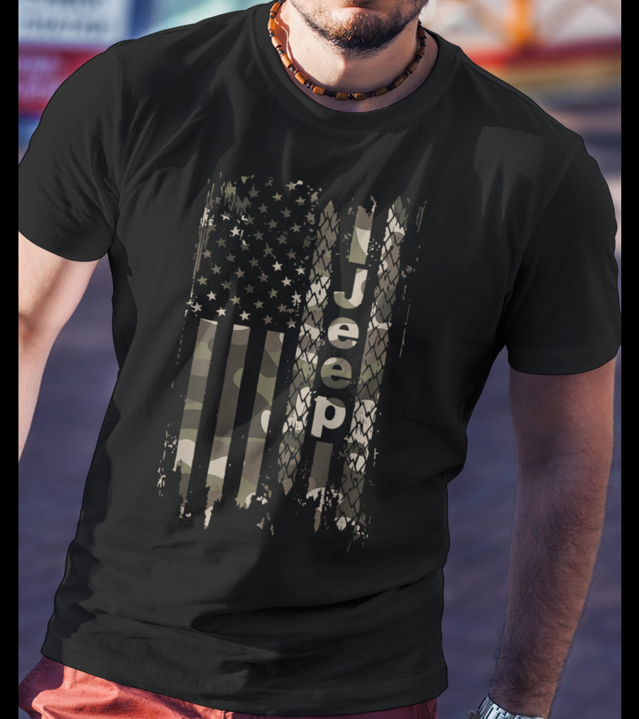 Jeep Camo American Flag Jeep T-Shirt
