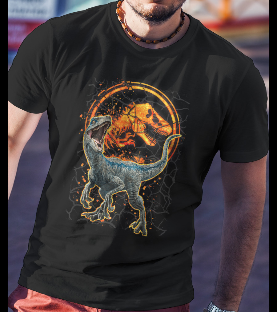 Jurassic World Blue Raptor With Magma T-Rex T-Shirt