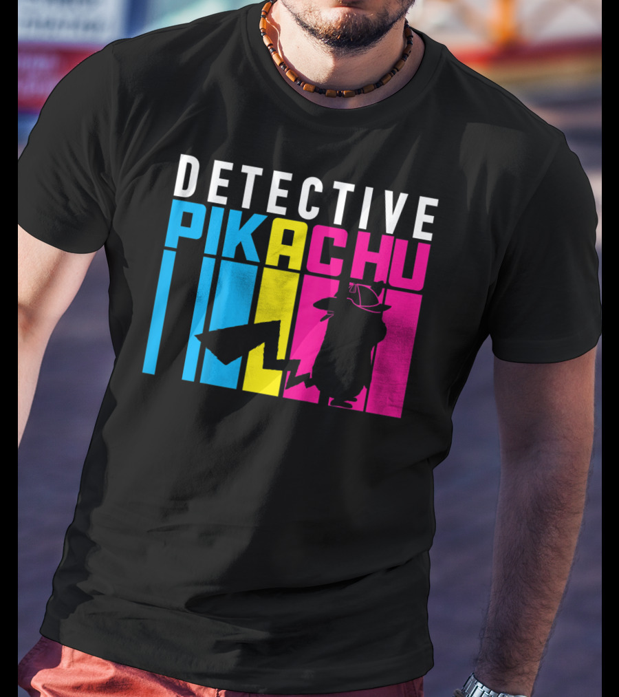 Detective Pikachu Silhouette Color Blocks Kids Pikachu T-Shirt