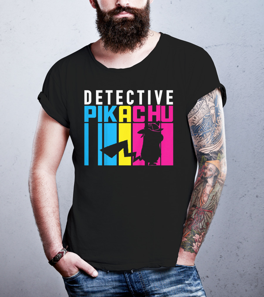 Detective Pikachu Silhouette Color Blocks Kids Pikachu T-Shirt