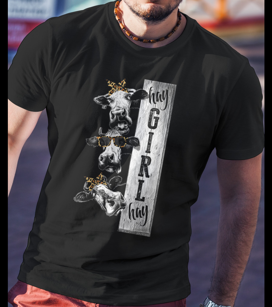 Leopard Bandana Cow Hay Girl Hay Heifer Trio T-Shirt