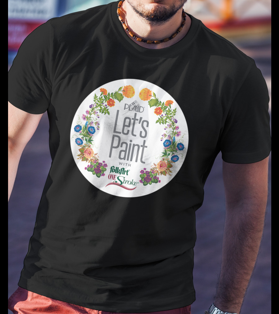 PLAID Let's Paint With FolkArt One Stroke Floral Circle T-Shirt