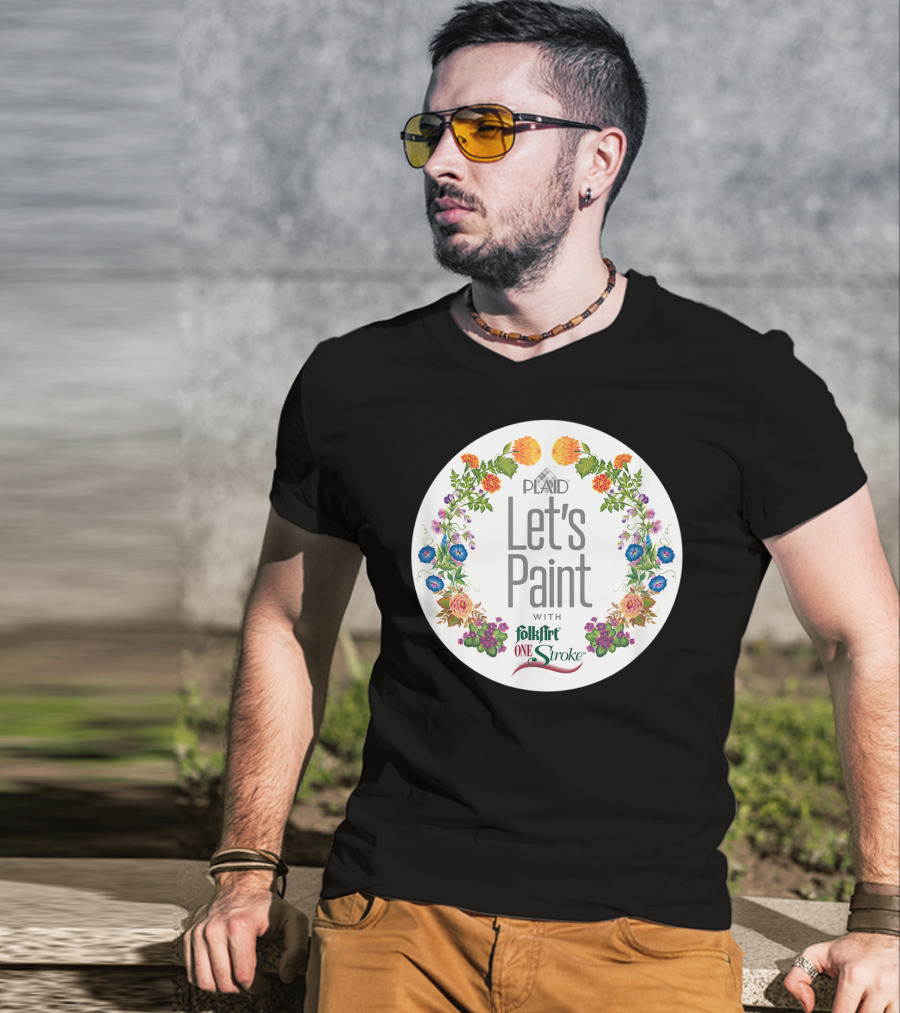 PLAID Let's Paint With FolkArt One Stroke Floral Circle T-Shirt