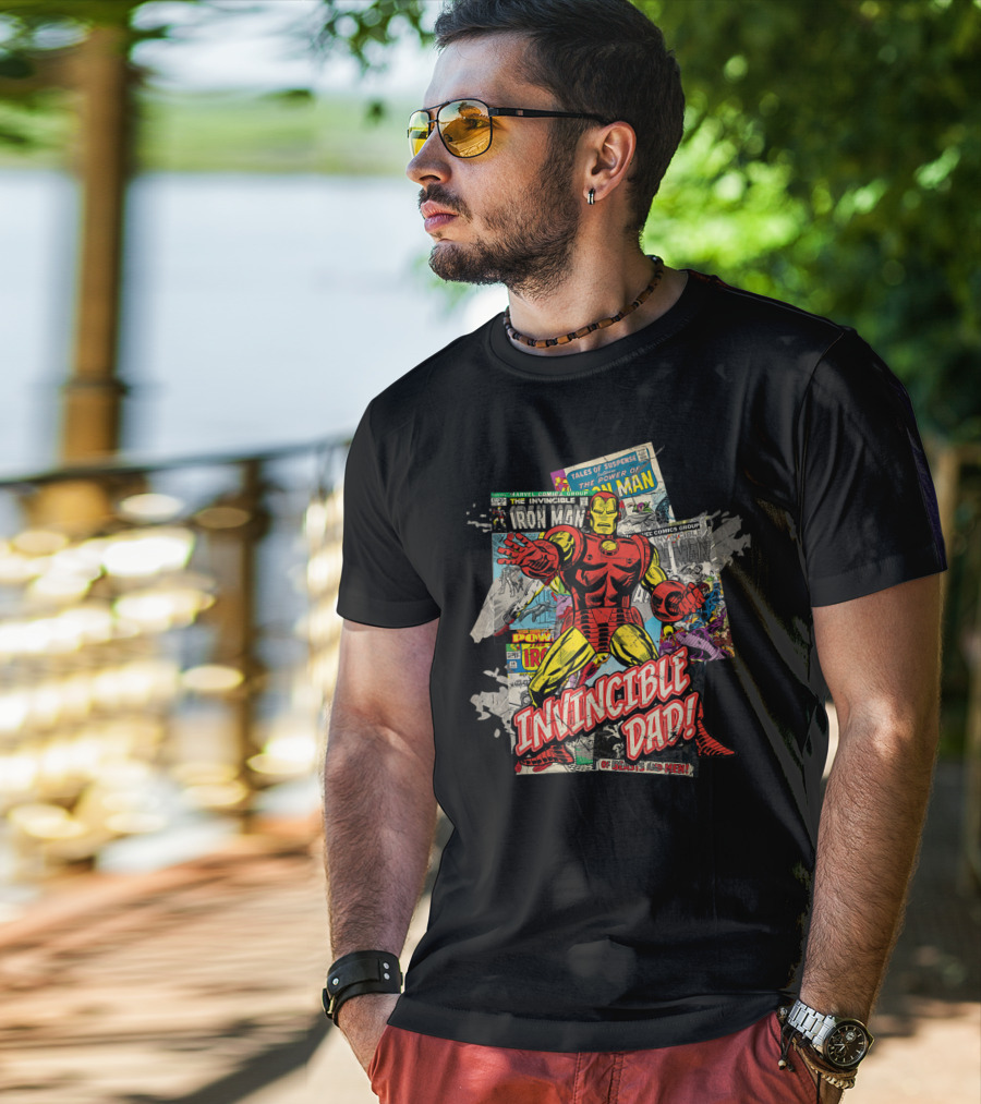 Marvel Iron Man Invincible Dad Of Heroes And Men Father's Day T-Shirt