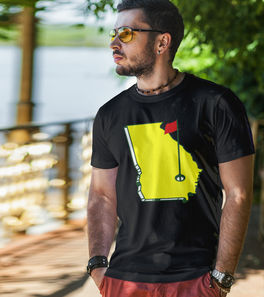 Master Golf Georgia State Map Red Flag T-Shirt