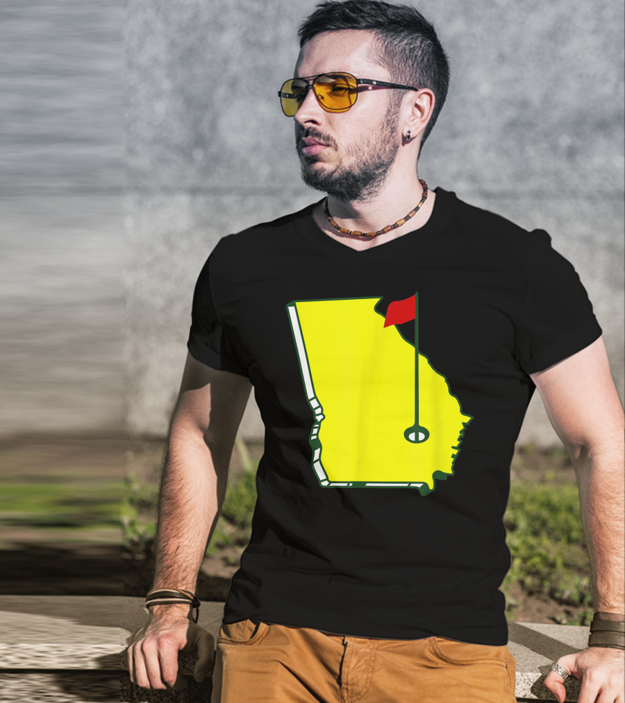 Master Golf Georgia State Map Red Flag T-Shirt