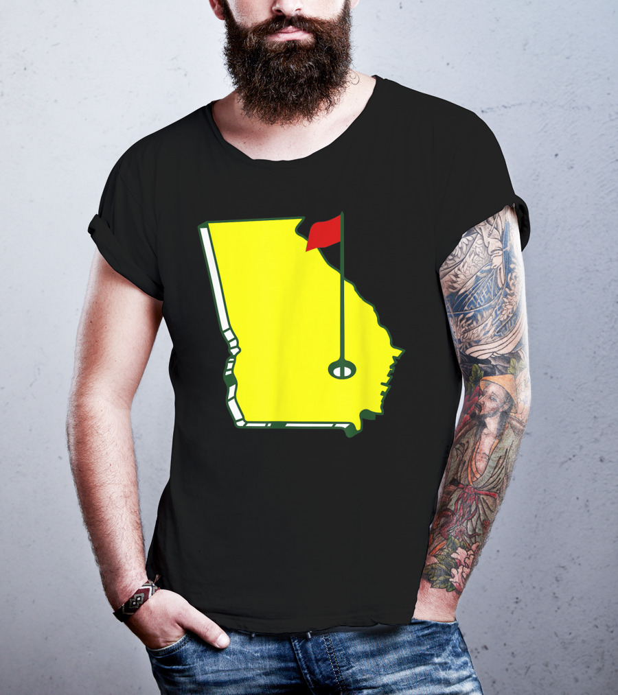 Master Golf Georgia State Map Red Flag T-Shirt