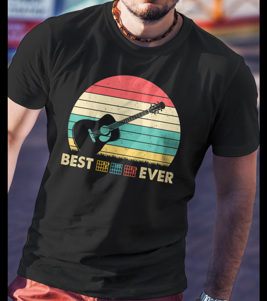 Mens Best Guitar Dad Ever Music Vintage T-Shirt
