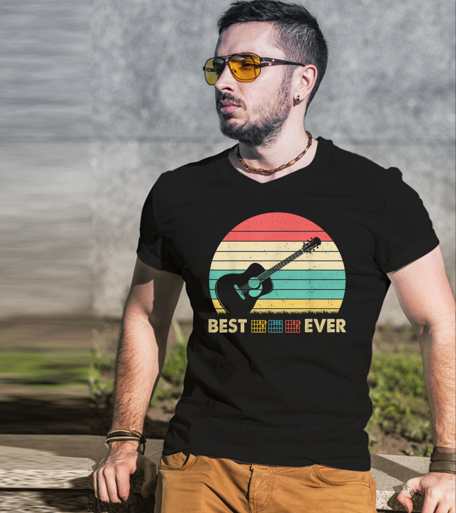 Mens Best Guitar Dad Ever Music Vintage T-Shirt