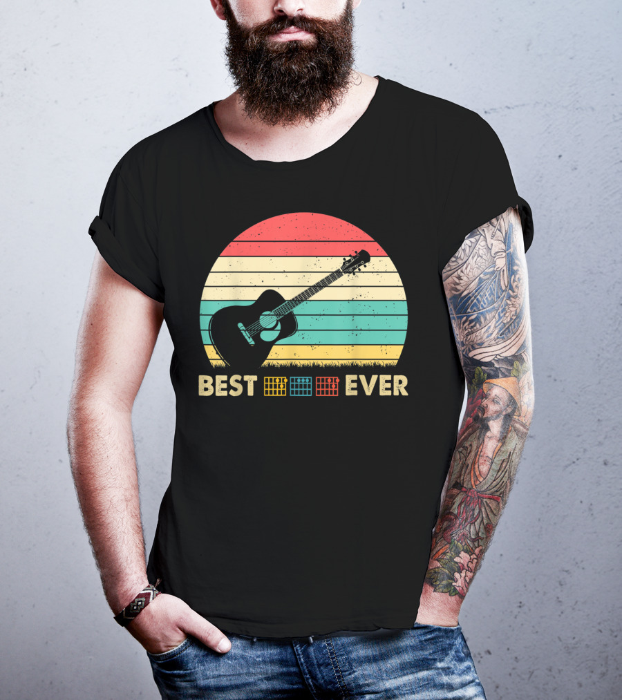 Mens Best Guitar Dad Ever Music Vintage T-Shirt