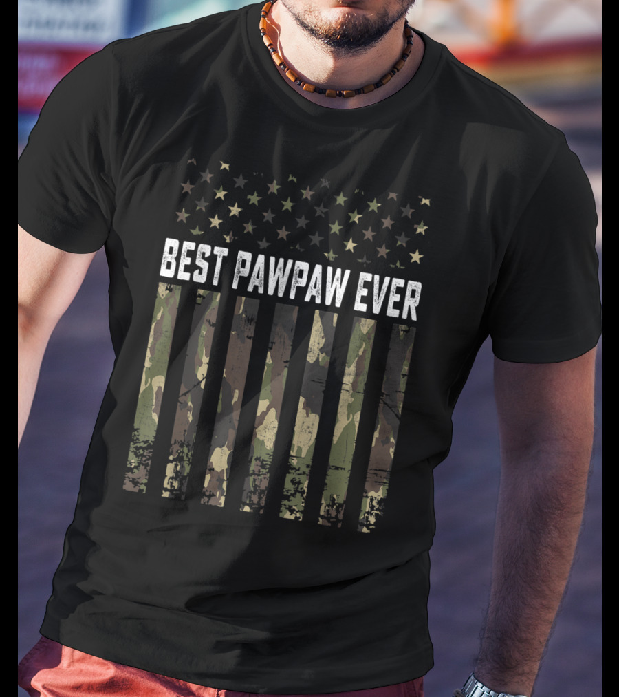Best PawPaw Ever American Flag Camo Mens Fathers T-Shirt
