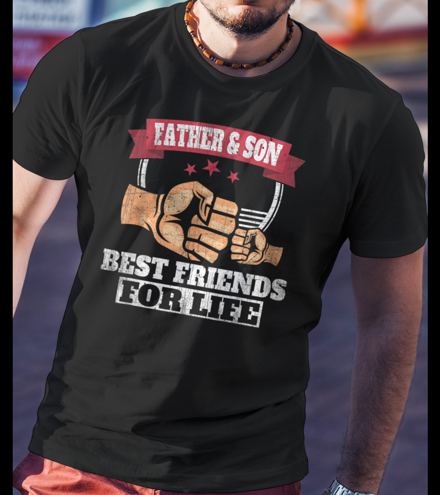 Father And Son Best Friends For Life Fist Bump Trio Stars T-Shirt