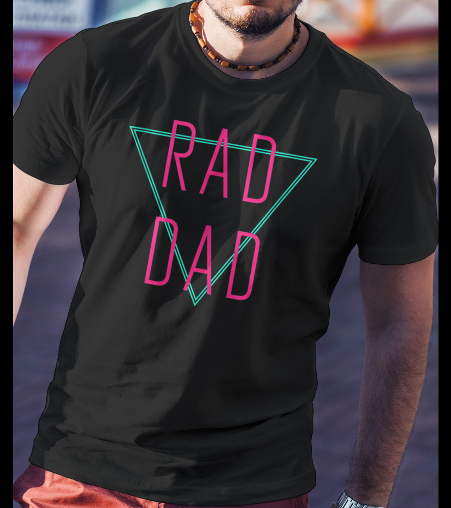 Rad Dad Retro Neon Triangle T-Shirt