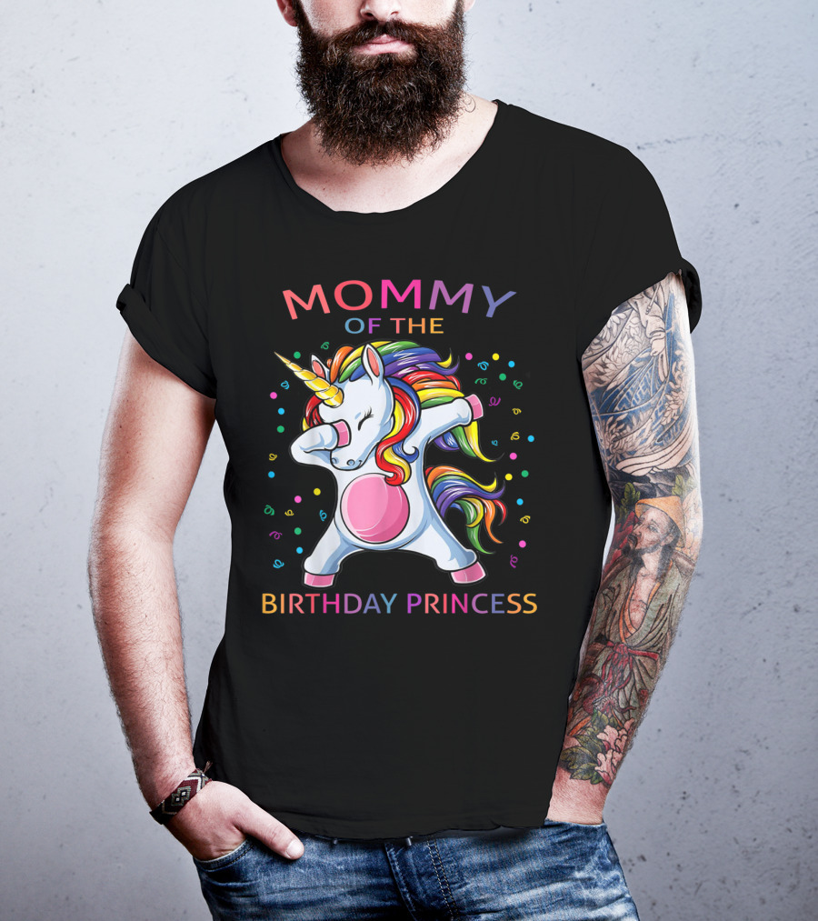 Mommy Of The Birthday Princess Rainbow Unicorn Dabbing T-Shirt