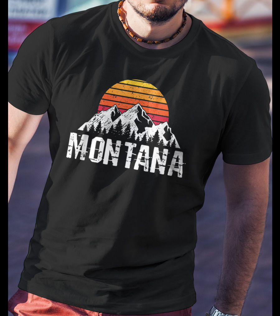 Montana Vintage Mountain Sun Retro Sunset Timberline T-Shirt