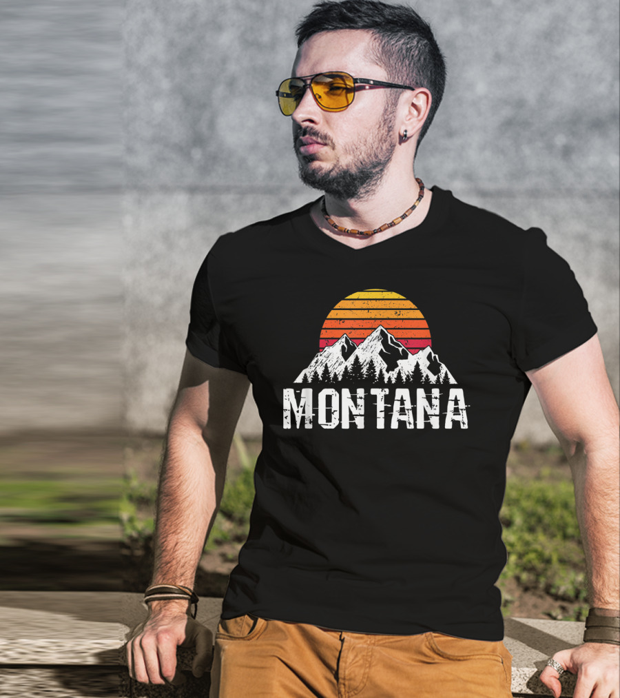 Montana Vintage Mountain Sun Retro Sunset Timberline T-Shirt