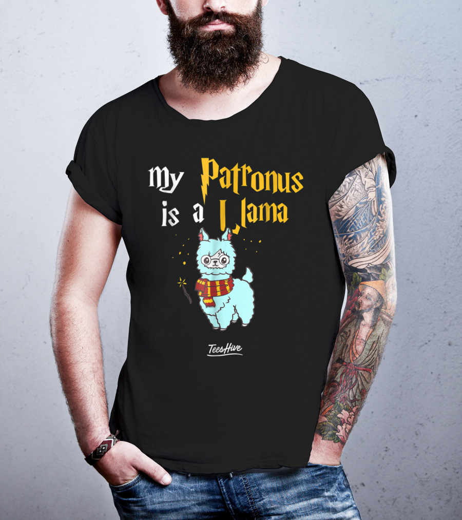 My Patronus Is A Llama Funny Llama Lover Magic Wand Scarf TeesHive T-Shirt