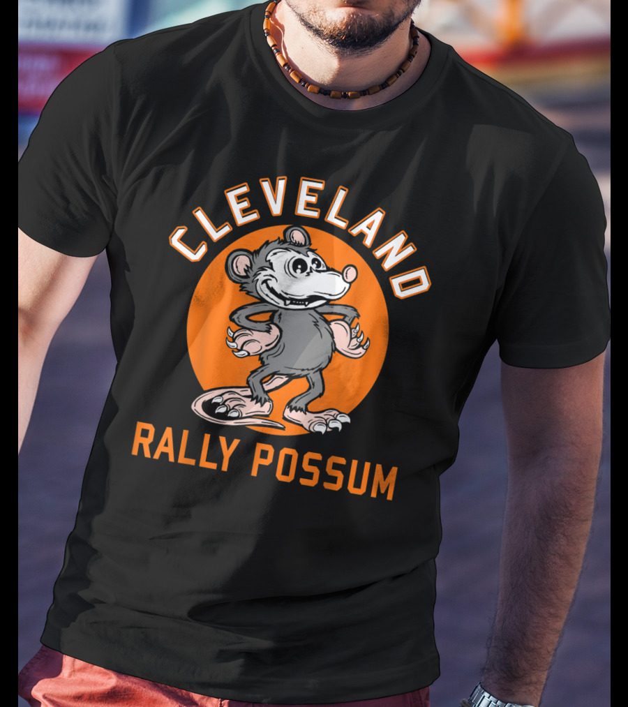 Cleveland Rally Possum Baseball Team Spirit Orange Background T-Shirt