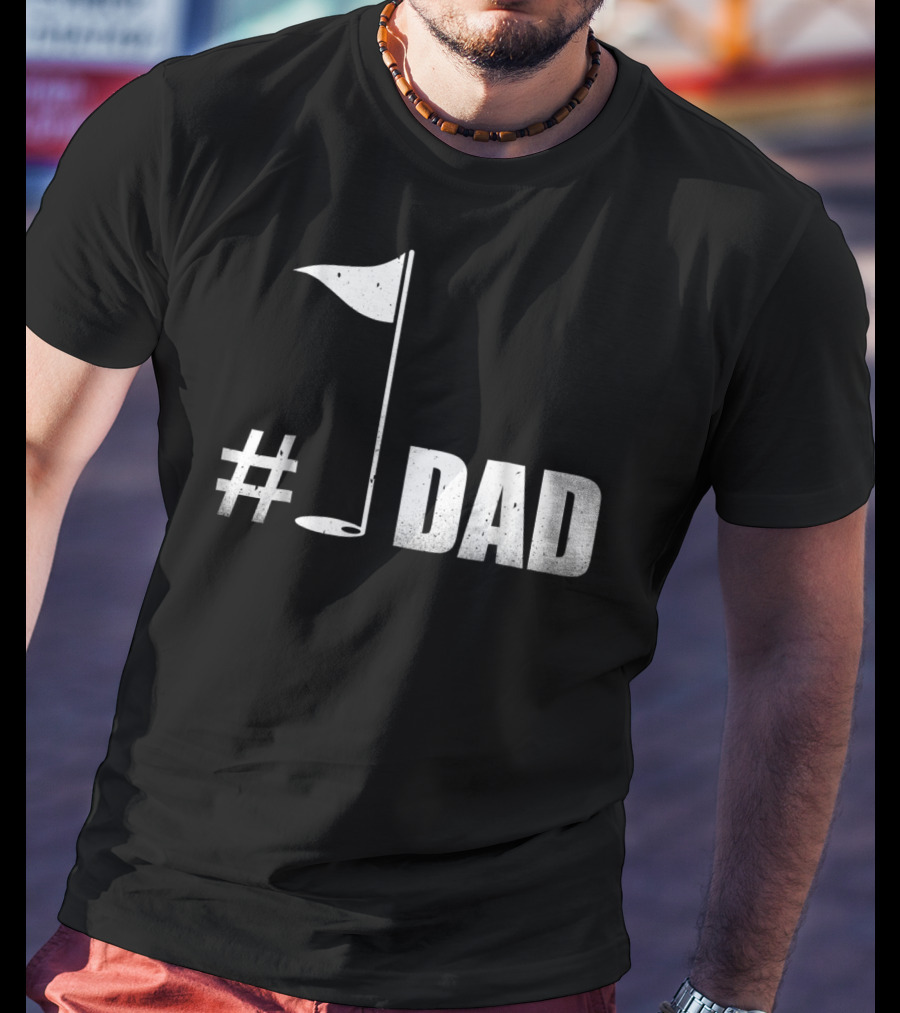 1 Dad Best Dad Father's Day Golf Flag T-Shirt