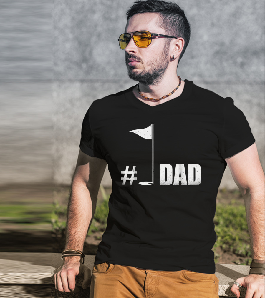 1 Dad Best Dad Father's Day Golf Flag T-Shirt