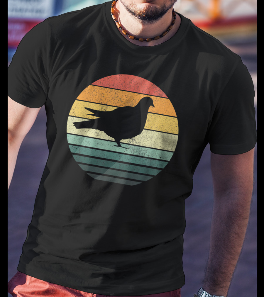 Pigeon Silhouette Vintage 70s Sunset Animal Natur Retro T-Shirt
