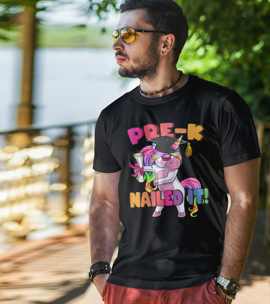 Pre-K Nailed It Flossing Rainbow Unicorn Graduation T-Shirt
